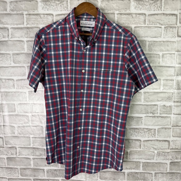 Mizzen+Main Performance Stretch Patriotic Plaid Casual Button Shirt LARGE TRIM - Picture 2 of 8